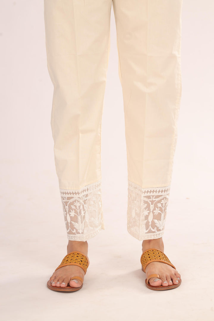 Cotton Beige Trouser - Stones