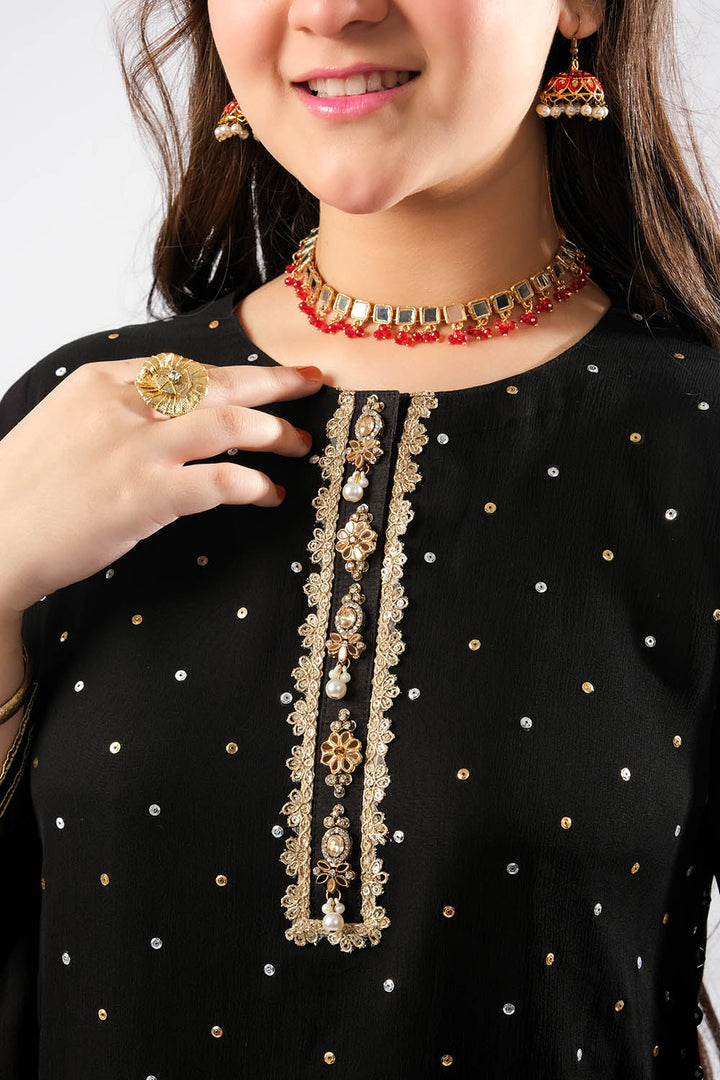 Formal Black & Gold Stitched Suit - Senorita