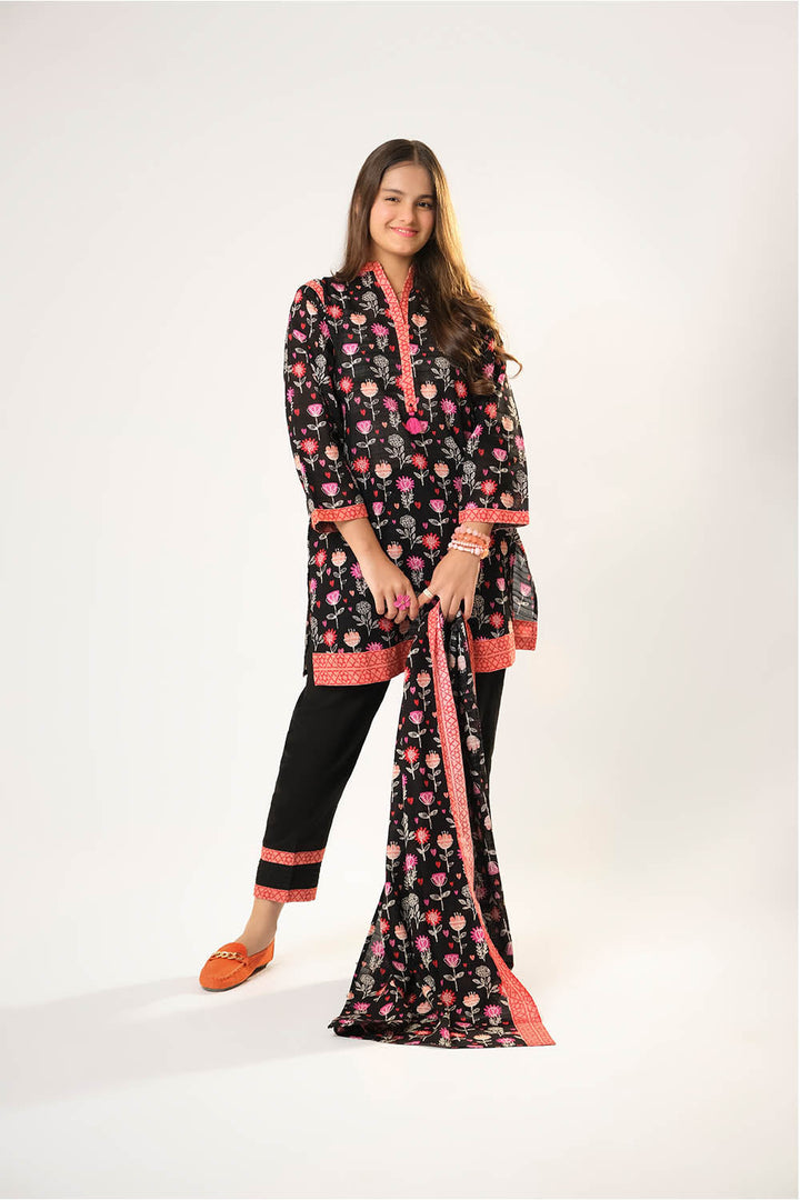Cotton Khaddar Printed Black Stitched Suit - Senorita