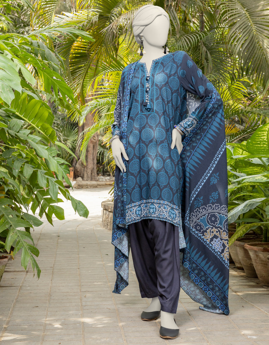 Viscose Black Unstitched Suit - J. Junaid Jamshed