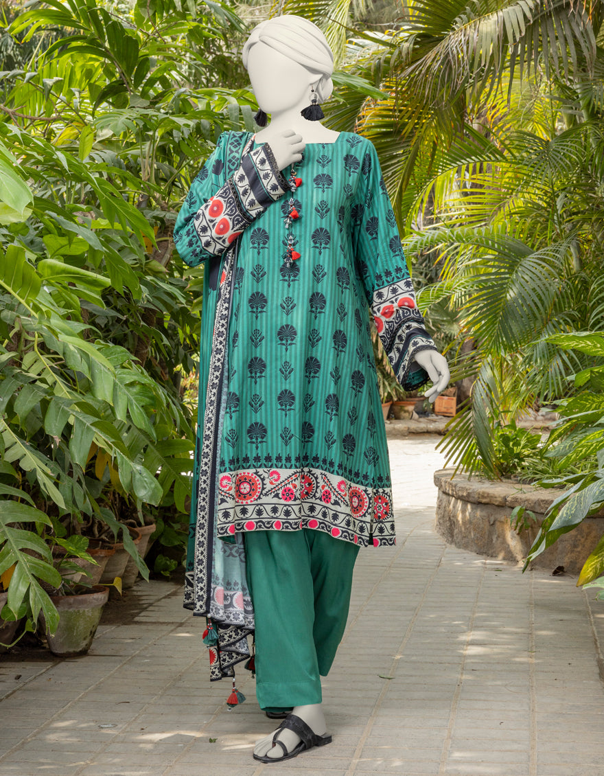 Viscose Green Unstitched Suit - J. Junaid Jamshed