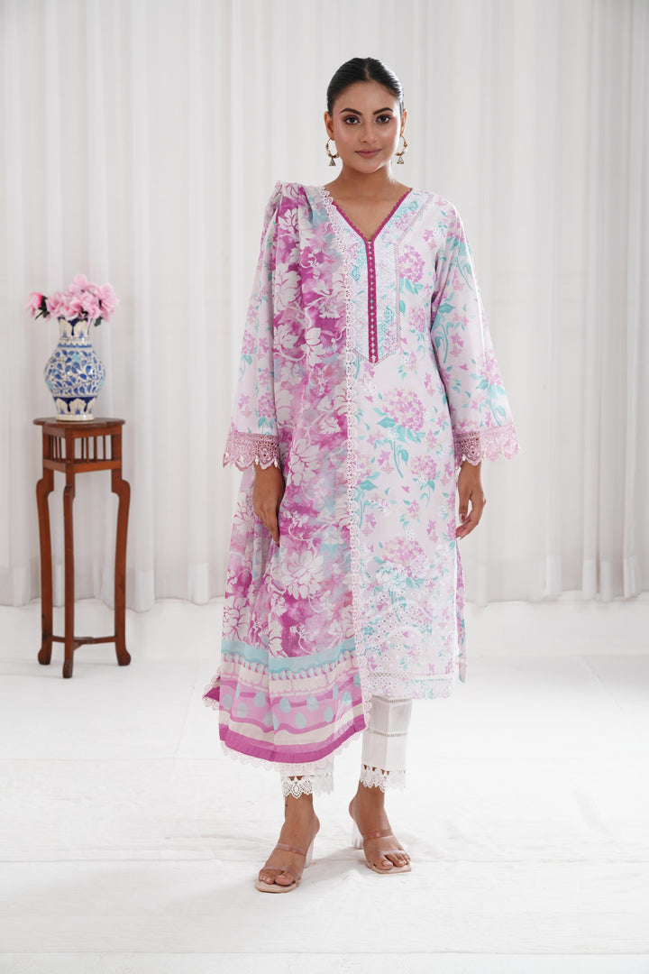 Blossom Mist - Farasha Printed Essentials Stitched