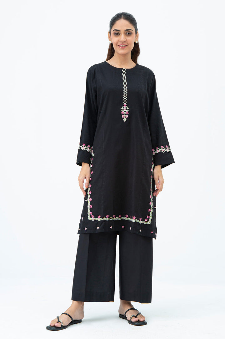 Satin Jacquard Black Stitched Suit - Zeen