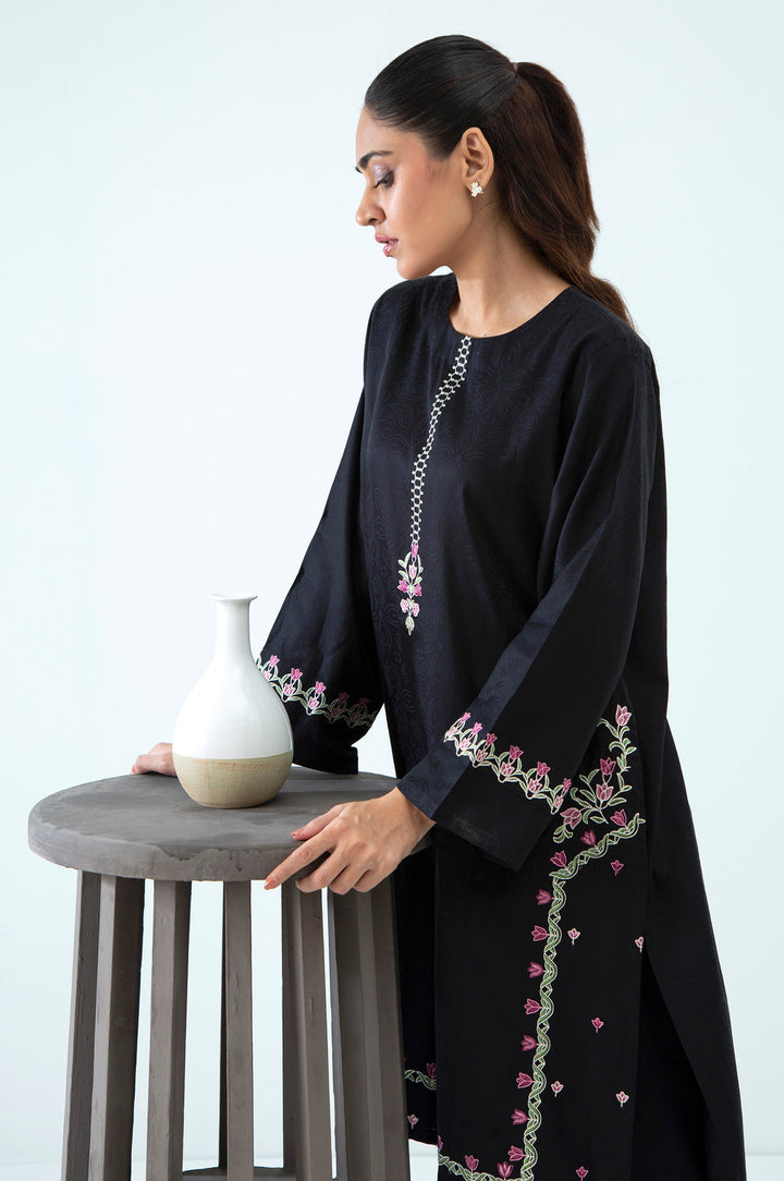 Satin Jacquard Black Stitched Suit - Zeen