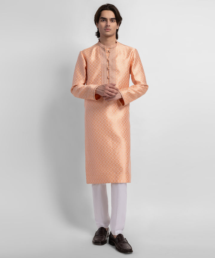 Polyester Peach Special Kurta - J. Junaid Jamshed