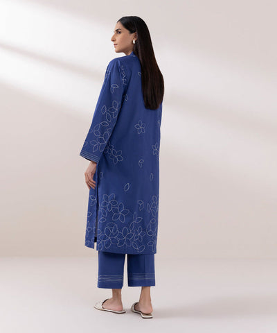 Embroidered Lawn Blue Stitched Suit - Sapphire