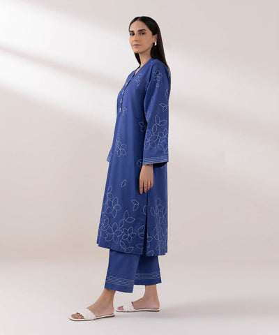 Embroidered Lawn Blue Stitched Suit - Sapphire