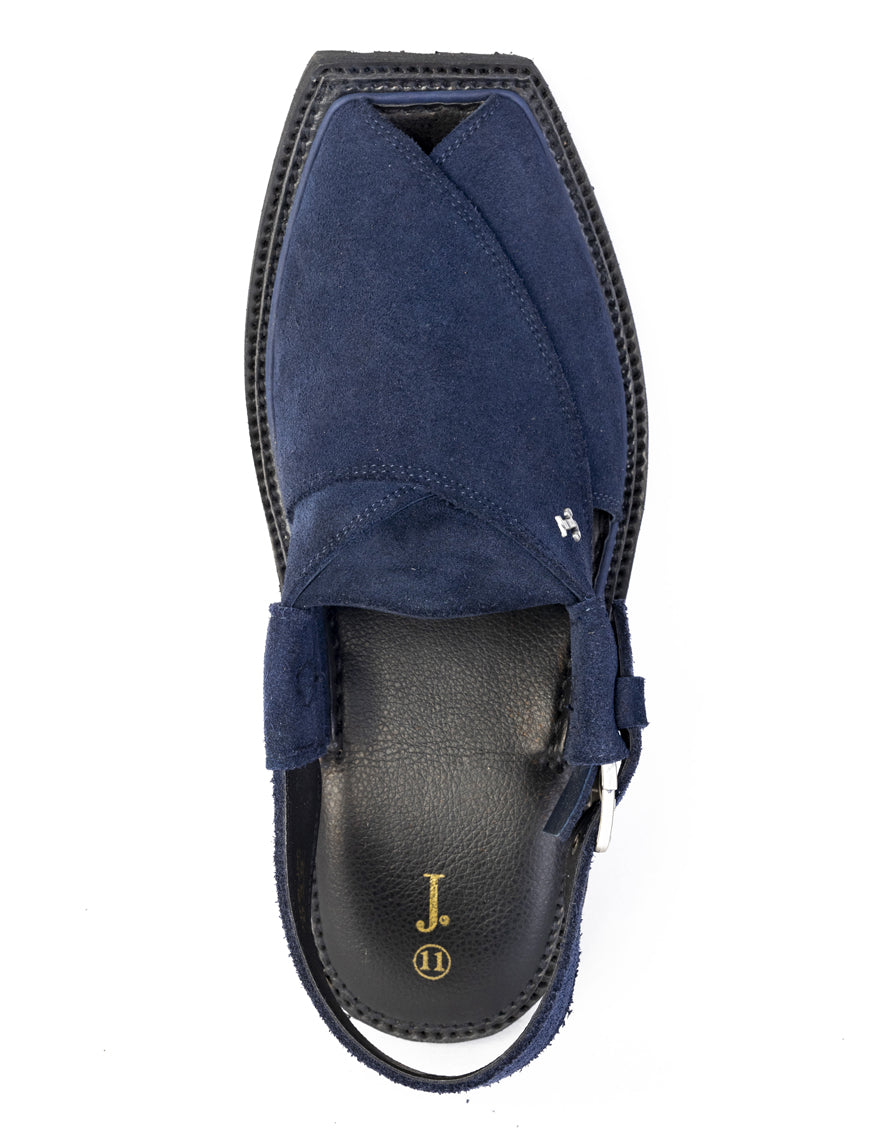 Plain Blue Peshawari Chappal - J. Junaid Jamshed