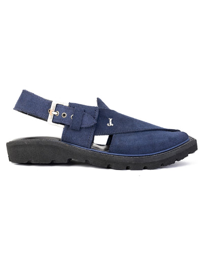 Plain Blue Peshawari Chappal - J. Junaid Jamshed