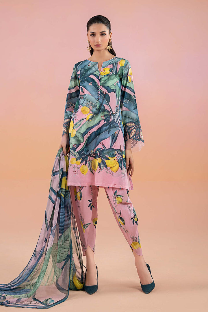 Printed Lawn Pink Stitched Suit - Maria B M Prints