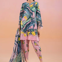 Printed Lawn Pink Stitched Suit - Maria B M Prints