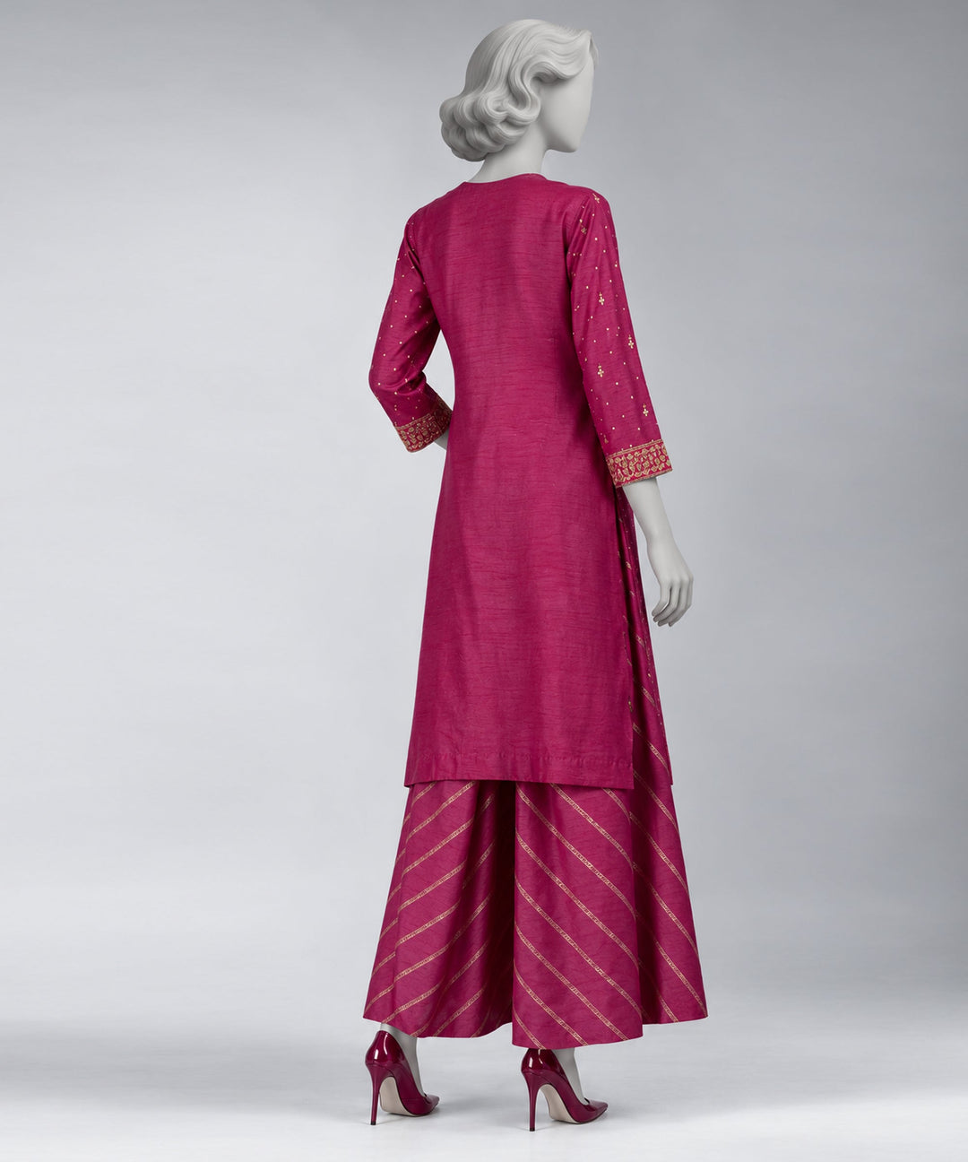 Raw Silk Mauve Stitched Suit - J. Junaid Jamshed