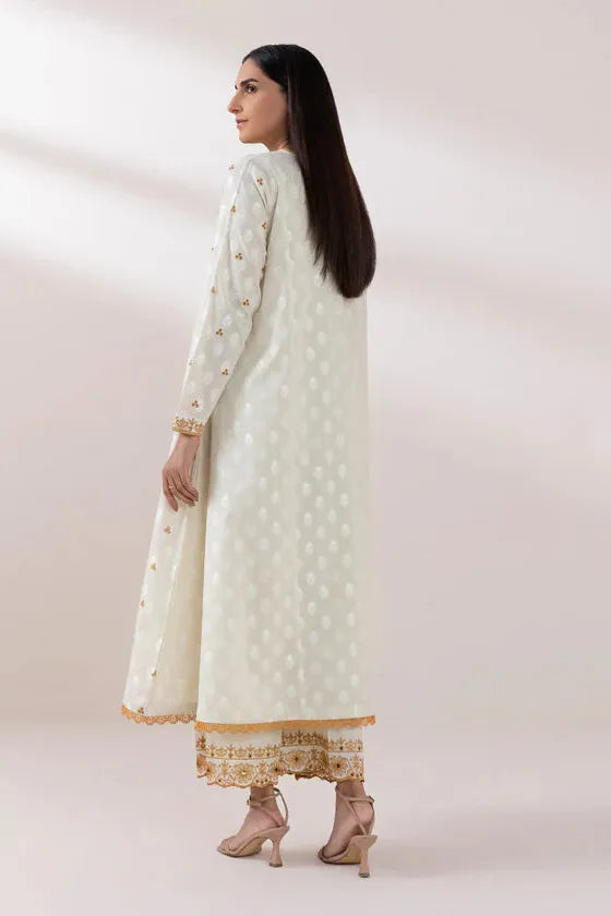 Embroidered Cambric Off White Stitched Suit - Sapphire