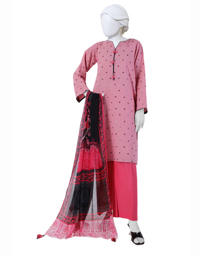 Dobby Red Stitched Suit - J. Junaid Jamshed