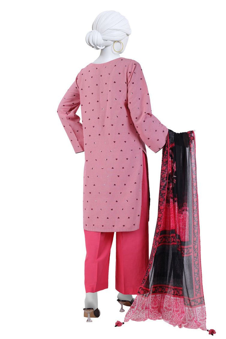 Dobby Red Stitched Suit - J. Junaid Jamshed