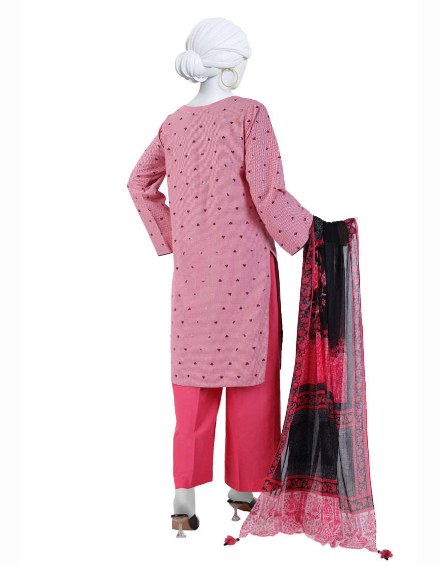 Dobby Red Stitched Suit - J. Junaid Jamshed