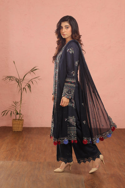 Deep Sapphire - Farasha Luxury Festive Stitched