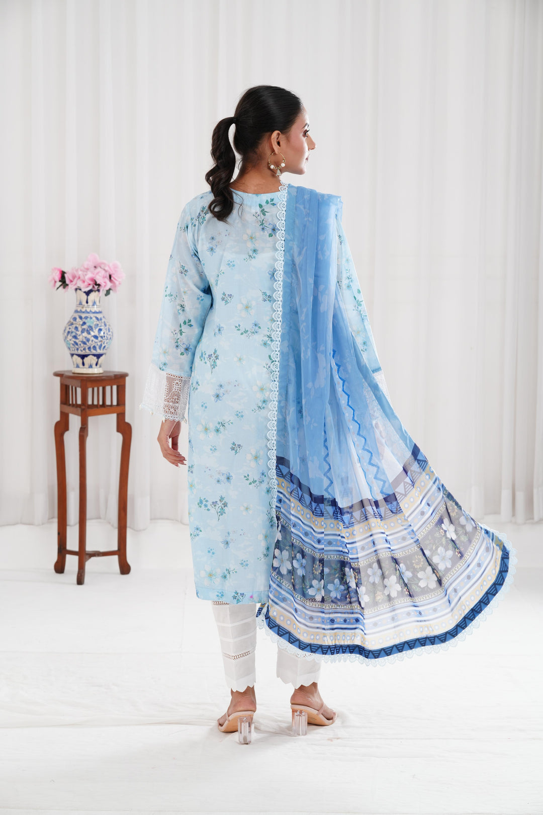 Moonlit Blue - Farasha Printed Essentials Stitched