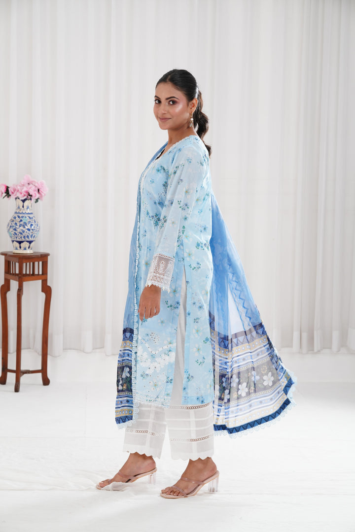 Moonlit Blue - Farasha Printed Essentials Stitched