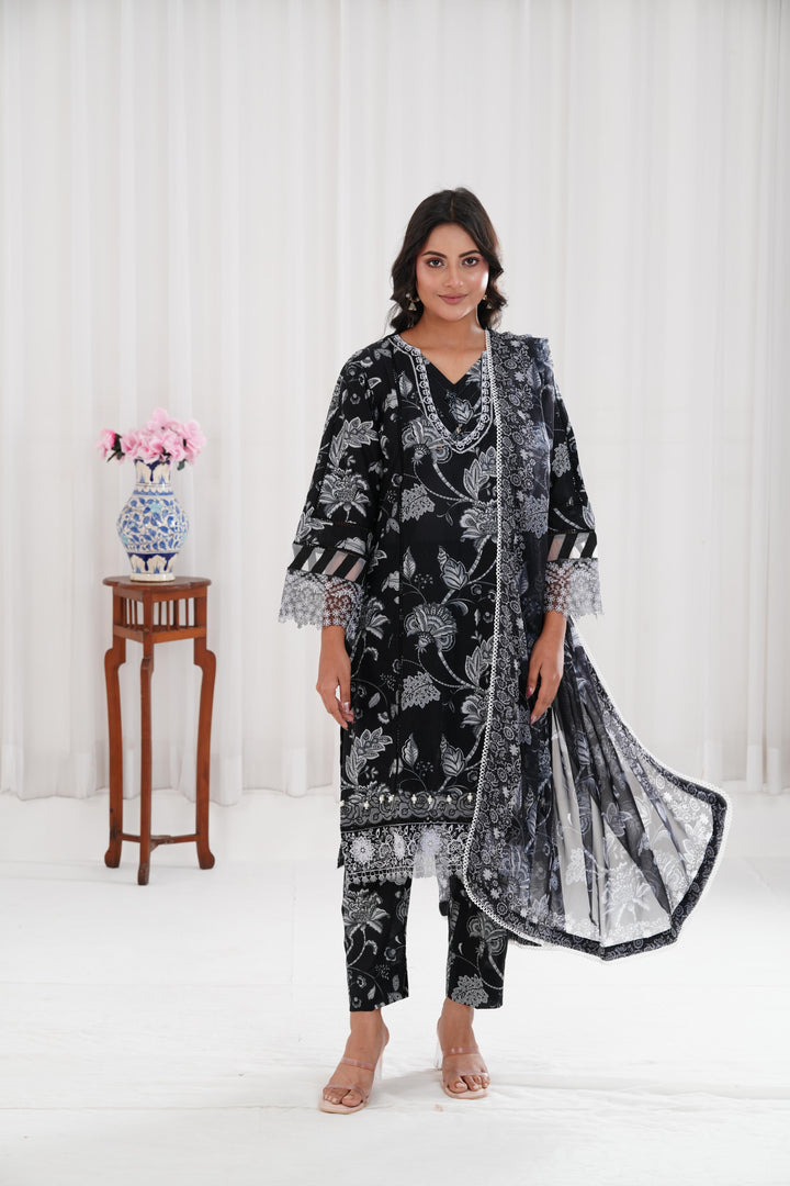 Sable Dusk - Farasha Printed Essentials Stitched