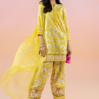 Printed Lawn Yellow Stitched Suit - Maria B M Prints