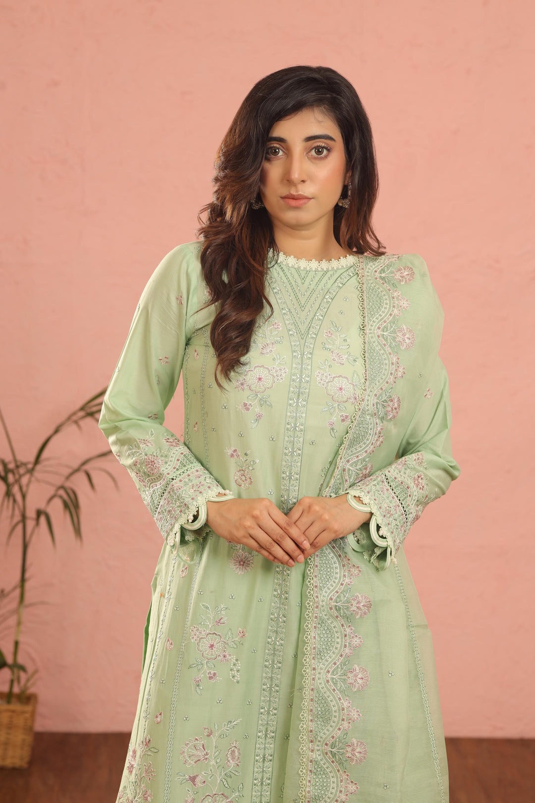 Whisper Mint - Farasha Luxury Festive Stitched