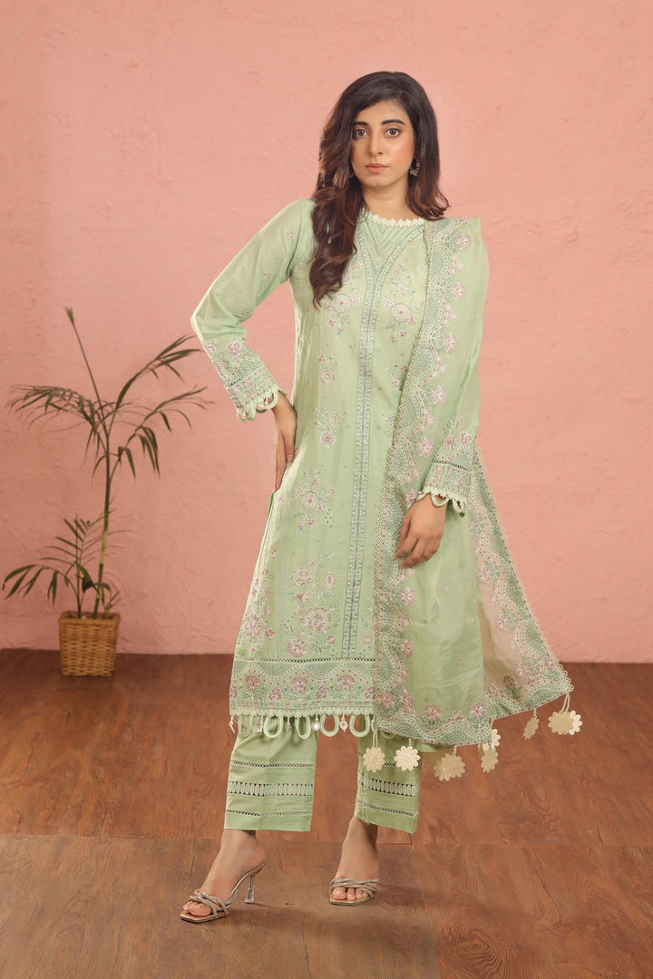 Whisper Mint - Farasha Luxury Festive Stitched