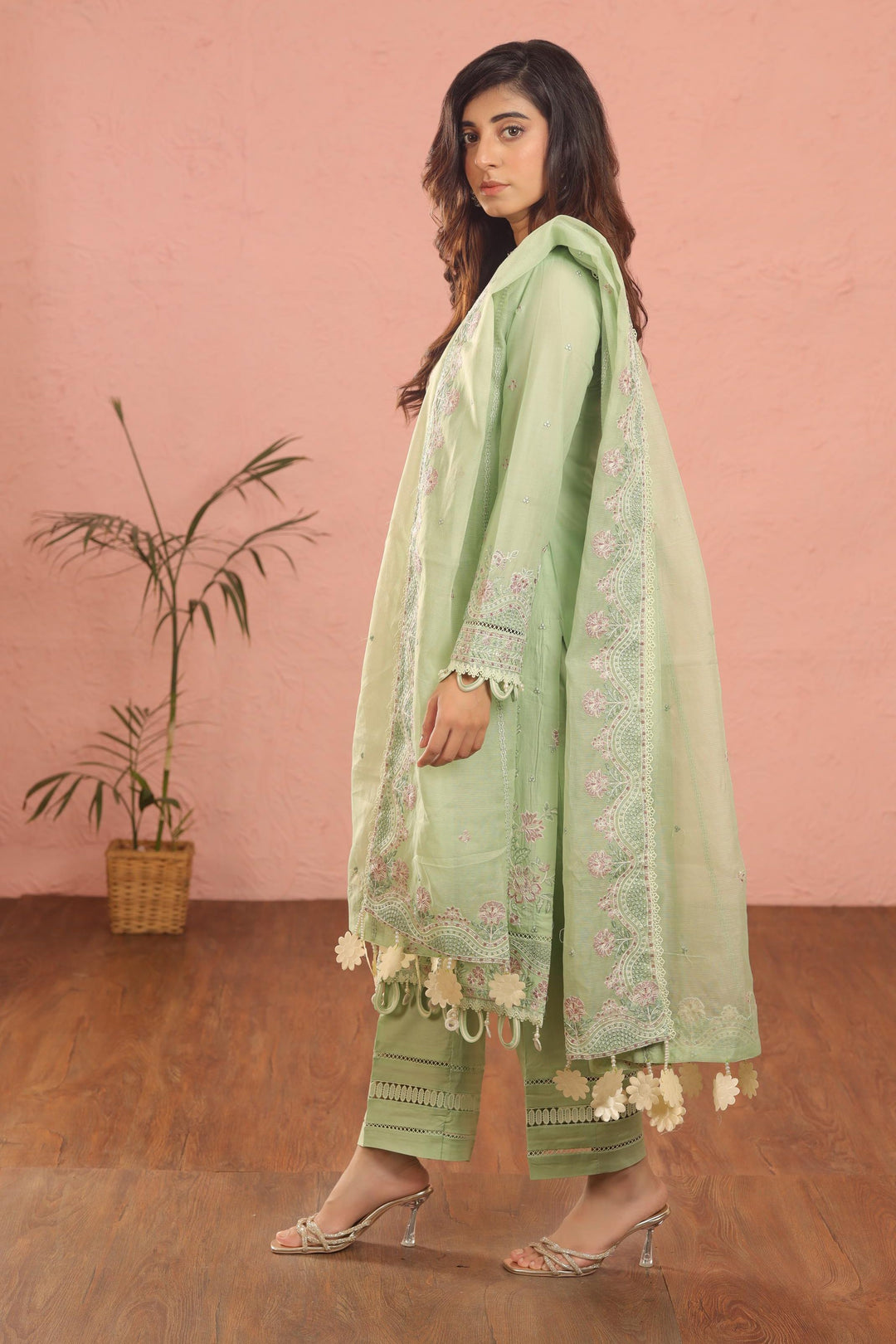 Whisper Mint - Farasha Luxury Festive Stitched