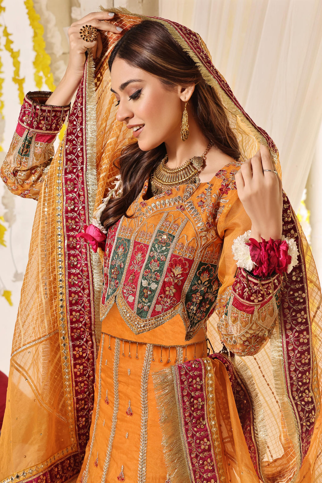 Organza Luxury Mustard 3 Piece Stitched Suit - Khas