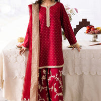 Raw Silk Maroon Stitched Suit - Charizma