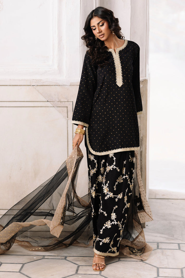 Raw Silk Black Stitched Suit - Charizma