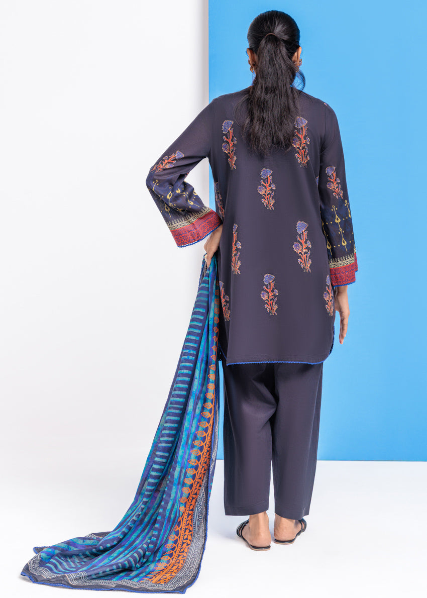 Lawn Black Stitched Suit - Bonanza