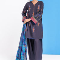 Lawn Black Stitched Suit - Bonanza