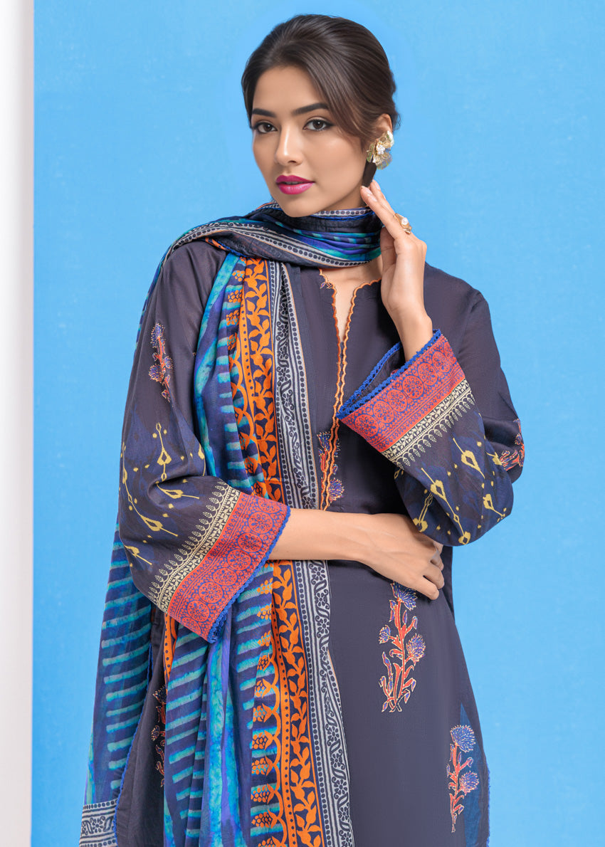 Lawn Black Stitched Suit - Bonanza