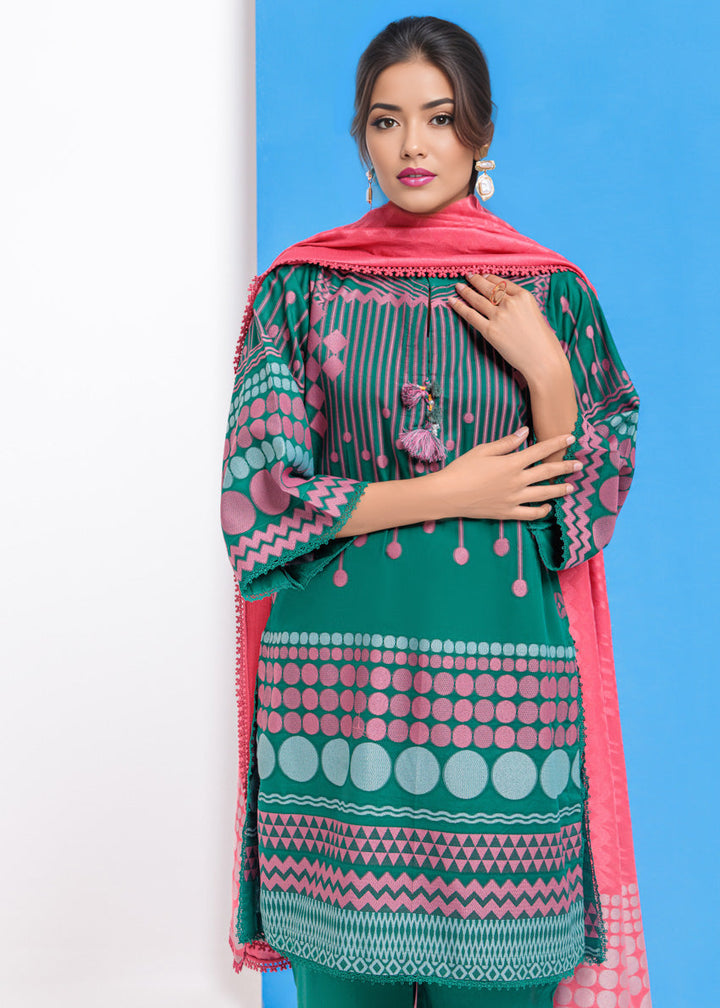 Jacquard Green Stitched Suit - Bonanza