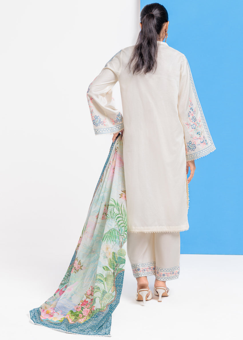 Jacquard White Stitched Suit - Bonanza