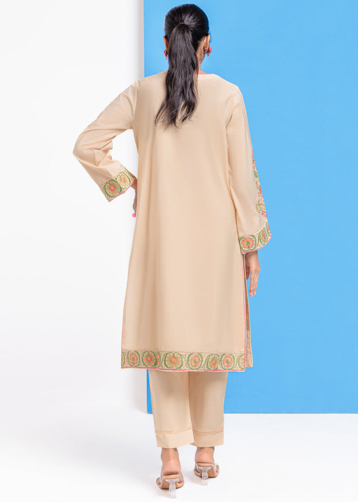 Cotton Silk Caramel Stitched Suit - Bonanza