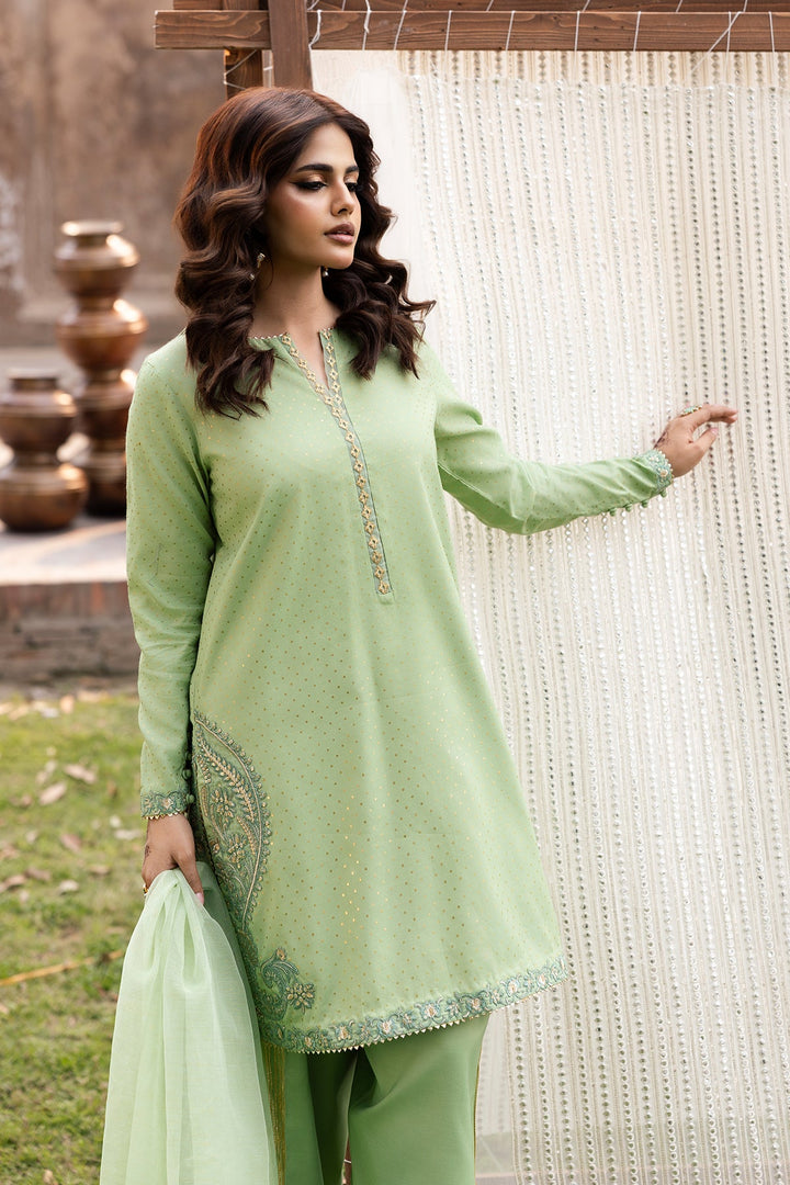 Raw Silk Mint Green Stitched Suit - Charizma