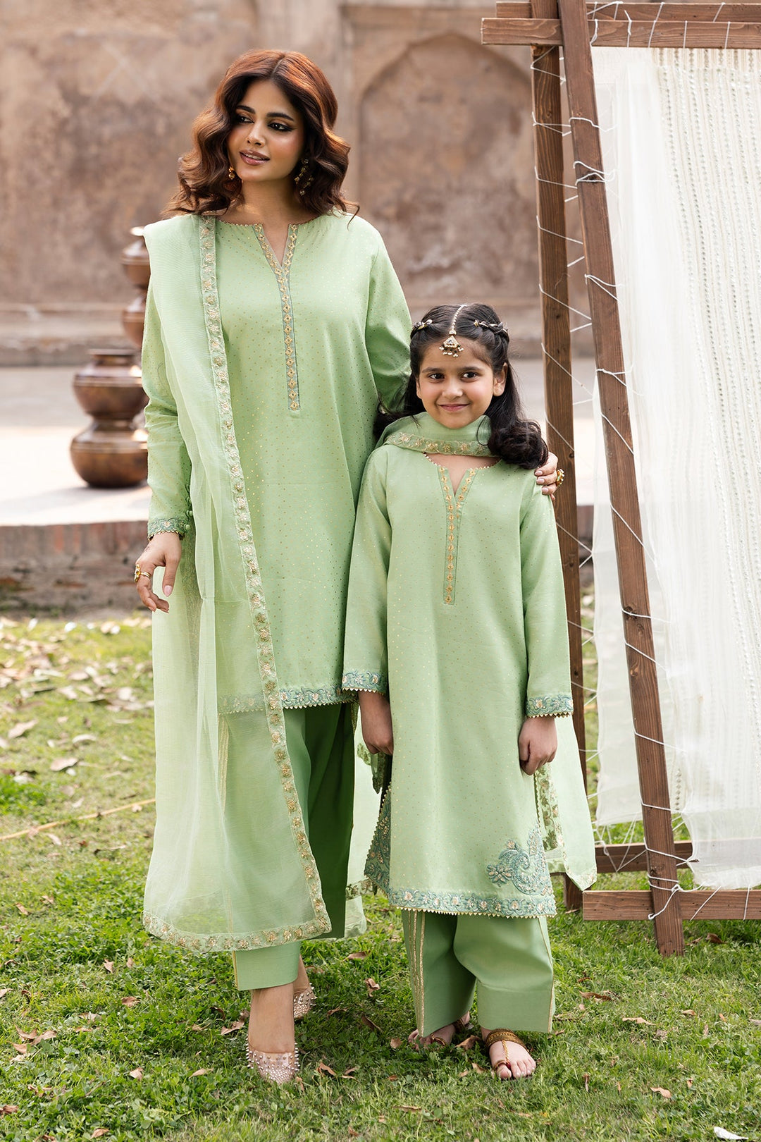 Raw Silk Mint Green Stitched Suit - Charizma