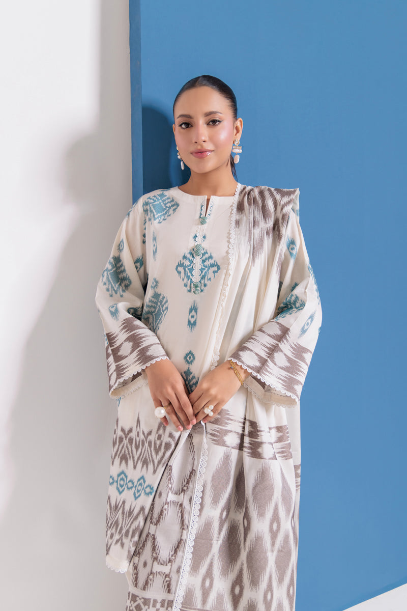 Jacquard White Stitched Suit - Bonanza