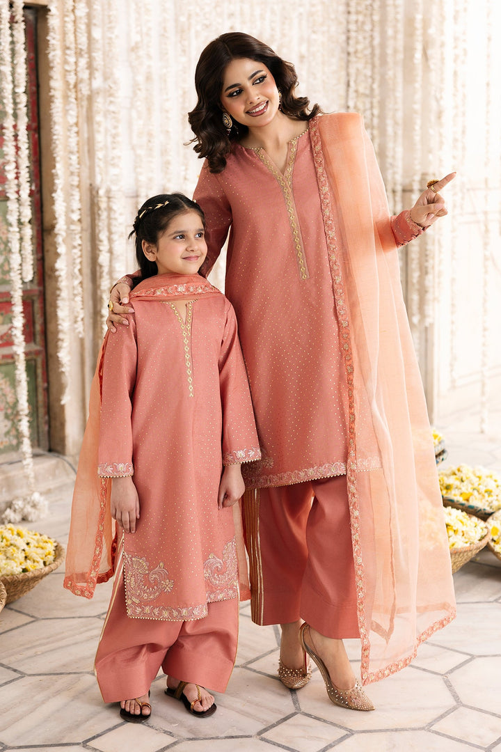 Raw Silk Peach Stitched Suit - Charizma