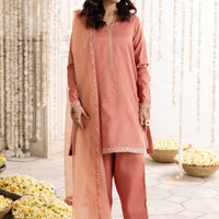 Raw Silk Peach Stitched Suit - Charizma