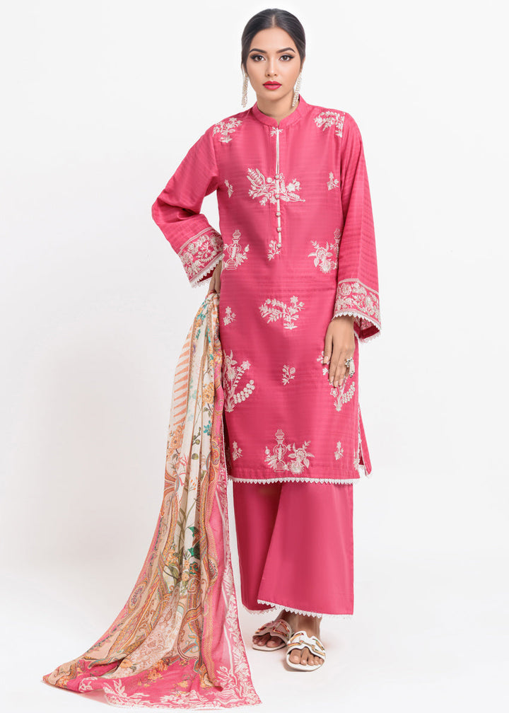 Jacquard Pink Stitched Suit - Bonanza