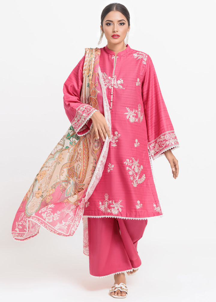 Jacquard Pink Stitched Suit - Bonanza