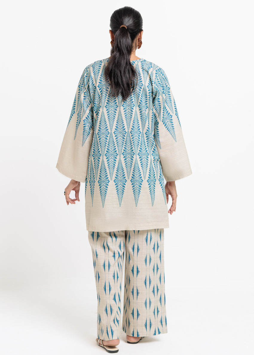 Khaddar Cream Stitched Suit - Bonanza