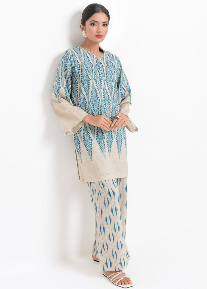 Khaddar Cream Stitched Suit - Bonanza