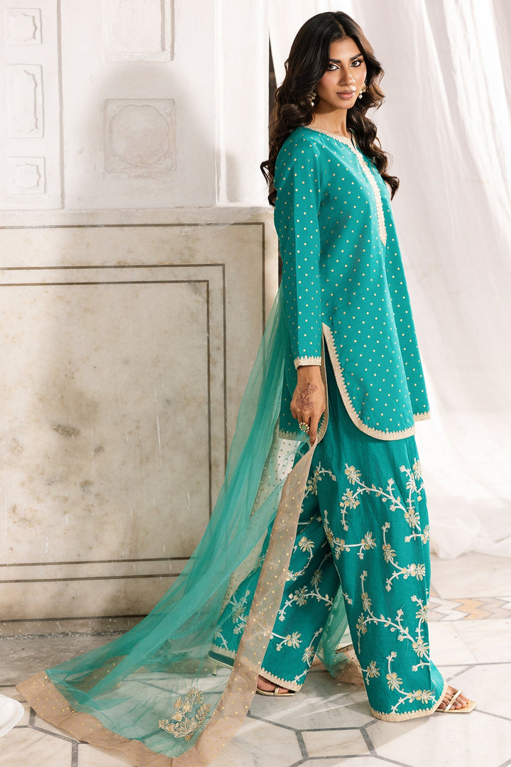 Raw Silk Emerald Green Stitched Suit - Charizma