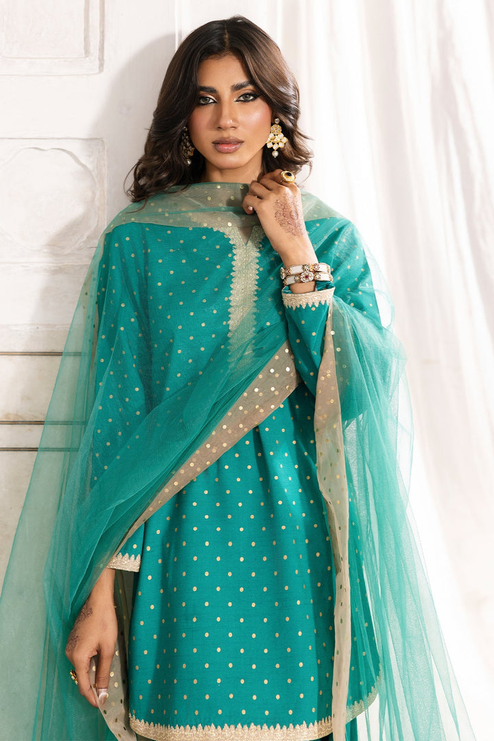 Raw Silk Emerald Green Stitched Suit - Charizma
