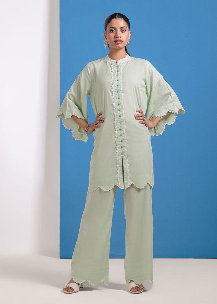 Jacquard Mint Green Stitched Suit - Bonanza – Janan