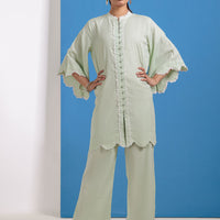Jacquard Mint Green Stitched Suit - Bonanza